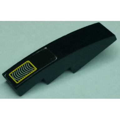 black slope curved 4 x 1 with vent intake grille with yellow outline pattern sticker - set 8161