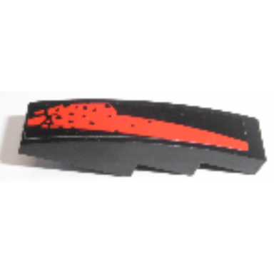 black slope curved 4 x 1 with red stripe with splotches pattern model left side sticker - set 8864