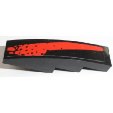 black slope curved 4 x 1 with red stripe with splotches pattern model right side sticker - set 8864