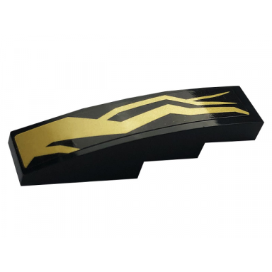 black slope curved 4 x 1 with gold lightning energy pattern model left side sticker - set 70666