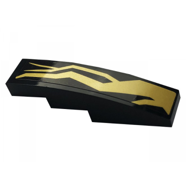 black slope curved 4 x 1 with gold lightning energy pattern model right side sticker - set 70666