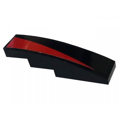 black slope curved 4 x 1 with red stripe pattern model left side sticker - set 76895