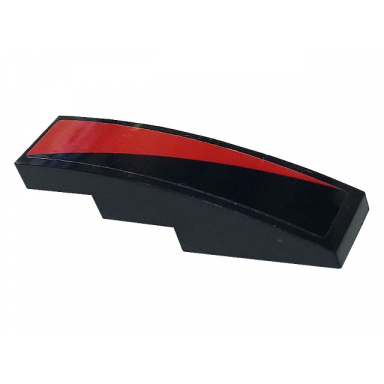 black slope curved 4 x 1 with red stripe pattern model right side sticker - set 76895