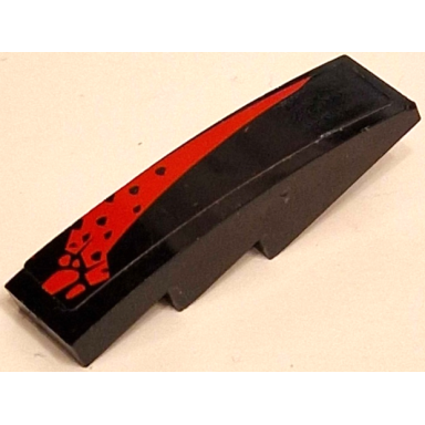 black slope curved 4 x 1 with worn red stripe pattern model left side sticker - set 8863