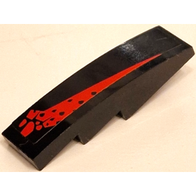 black slope curved 4 x 1 with worn red stripe pattern model right side sticker - set 8863