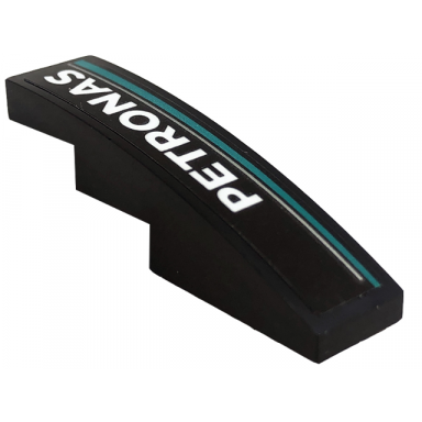 black slope curved 4 x 1 with white petronas silver and dark turquoise lines pattern model right side sticker - set 76909