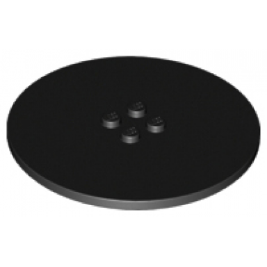 black tile round 8 x 8 with 4 studs in center