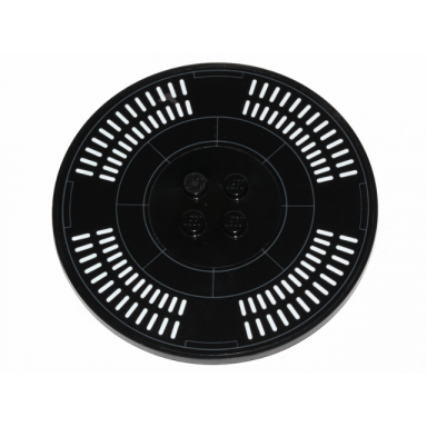 black tile round 8 x 8 with 4 studs in center with sw darth vaders castle floor pattern sticker - set 75251