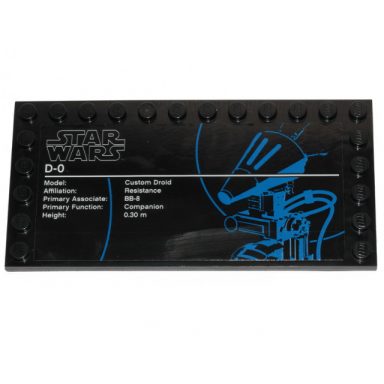 black tile modified 6 x 12 with studs on edges with star wars logo and d-o pattern sticker - set 75278