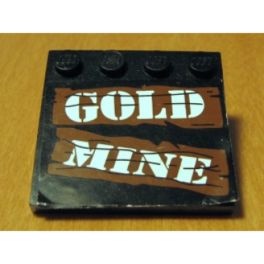 black tile modified 4 x 4 with studs on edge with white gold mine on brown boards pattern sticker - set 6761