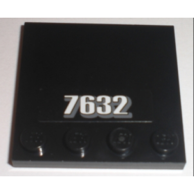 black tile modified 4 x 4 with studs on edge with white 7632 pattern sticker - set 7632