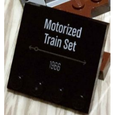 black tile modified 4 x 4 with studs on edge with motorized train set 1966 pattern