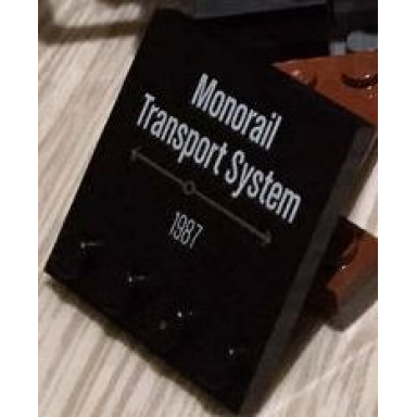 black tile modified 4 x 4 with studs on edge with monorail transport system 1987 pattern