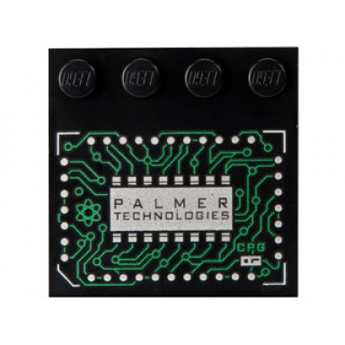 black tile modified 4 x 4 with studs on edge with integrated circuits and palmer technologies pattern