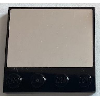 black tile modified 4 x 4 with studs on edge with silver mirror pattern sticker - set 60380
