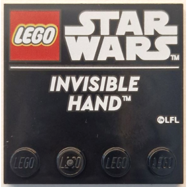 black tile modified 4 x 4 with studs on edge with lego star wars logo and white invisible hand pattern