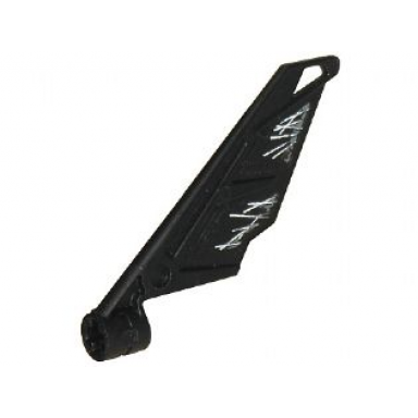 black bionicle wing small tail with axle hole with white and gray damage pattern on left side stickers - set 5974