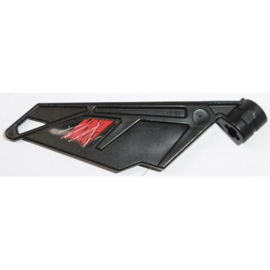black bionicle wing small tail with axle hole with red battle damange pattern model left side sticker - set 5973