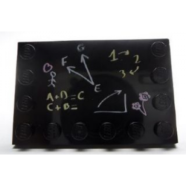 black tile modified 4 x 6 with studs on edges with blackboard pattern