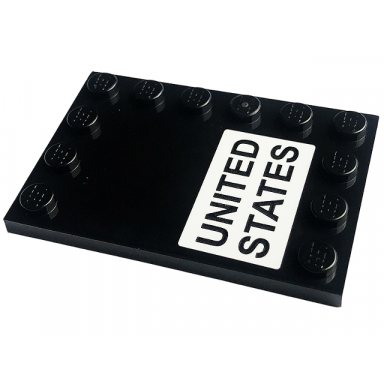black tile modified 4 x 6 with studs on edges with united states on white background pattern sticker - set 10266