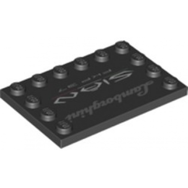 black tile modified 4 x 6 with studs on edges with lamborghini sian fkp 37 pattern