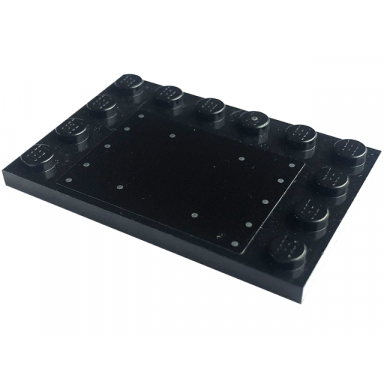 black tile modified 4 x 6 with studs on edges with silver dots pattern sticker - set 76181