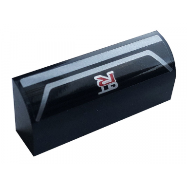 black slope curved 1 x 4 x 1 1 3 with gtr and silver stripes pattern sticker - set 76896