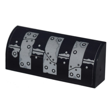 black slope curved 1 x 4 x 1 1 3 with 3 silver metal plates seams and rivets pattern sticker - set 70840