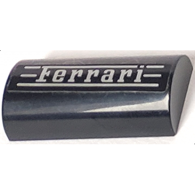 black slope curved 2 x 4 double with silver ferrari and lines on black background pattern sticker - set 8143