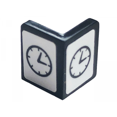 black panel 1 x 1 x 1 corner with clock on white background pattern on two sides stickers - set 10272