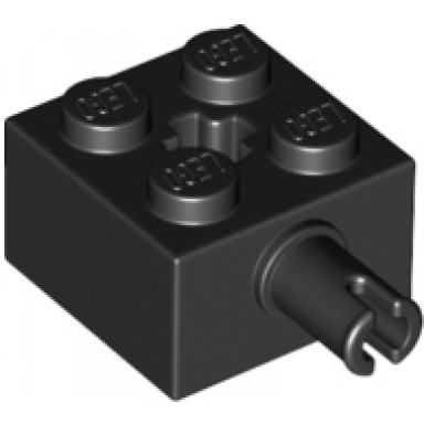 black brick modified 2 x 2 with pin and axle hole