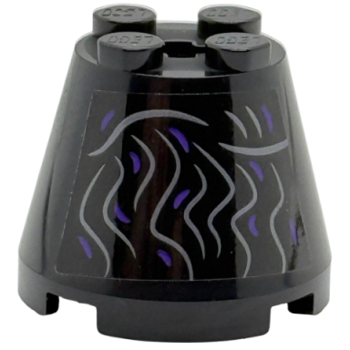 cone 3 x 3 x 2 with dark silver and dark purple curved lines pattern sticker - set 75682
