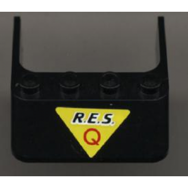 black windscreen 4 x 4 x 1 with black r.e.s and red q on yellow triangle pattern sticker - set 6451
