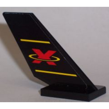 black tail shuttle with red extreme team logo and 2 yellow lines on black background pattern on both sides stickers - sets 6580 6582