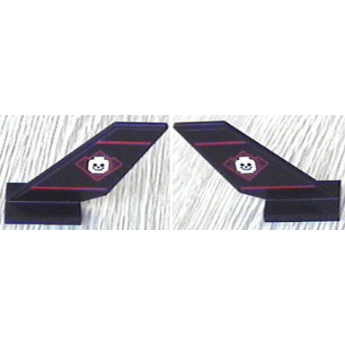 black tail shuttle with skull smiling minifigure head pattern on both sides stickers - set 6776