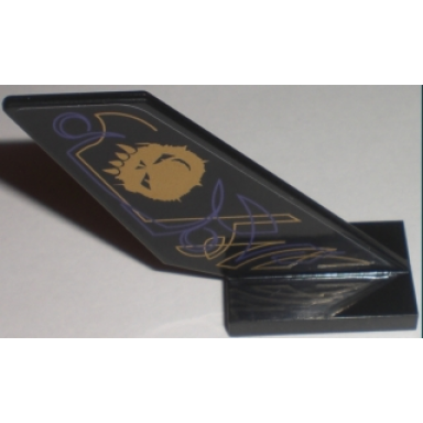 black tail shuttle with purple and gold skull and lines pattern on right side sticker - set 5984