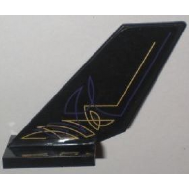 black tail shuttle with purple and gold geometric lines pattern on left side sticker - set 5984