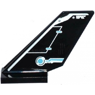 black tail shuttle with rudder and silver and medium azure circuitry pattern on left side sticker - set 70170