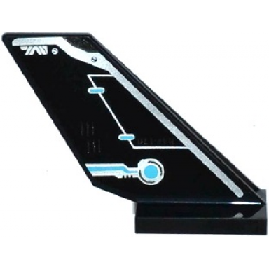 black tail shuttle with rudder and silver and medium azure circuitry pattern on right side sticker - set 70170