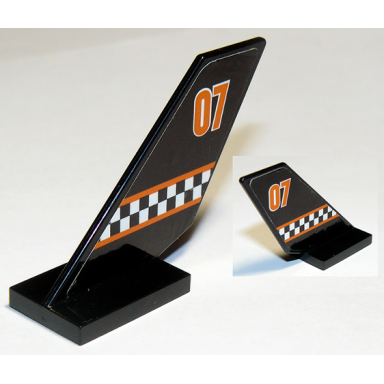 black tail shuttle with orange stripes 07 and checkered pattern on both sides stickers - set 60103