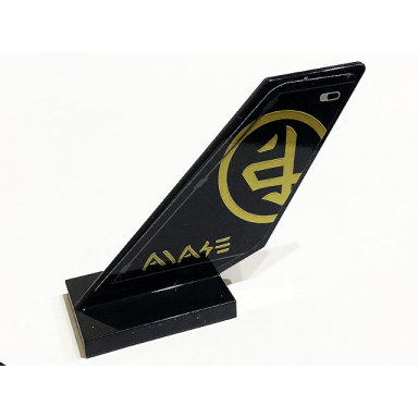 black tail shuttle with gold ninjago symbol in circle and logogram 71736 pattern on both sides stickers - set 71736