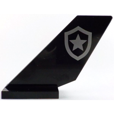 black tail shuttle with silver police star badge logo pattern on both sides