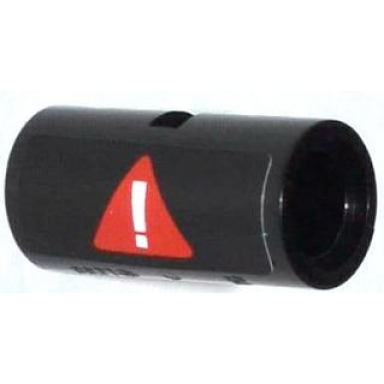 black technic pin connector round 2l with slot with white exclamation mark on red triangle pattern sticker - set 70808