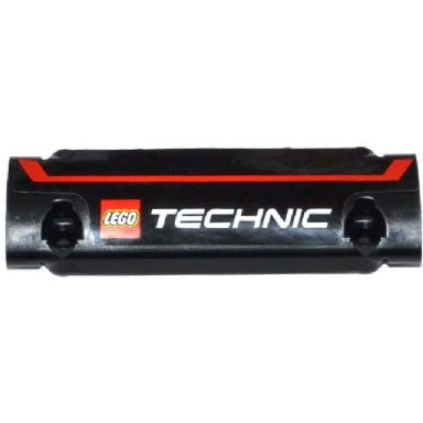 black technic panel curved 11 x 3 with red stripe and technic logo pattern sticker - set 42024