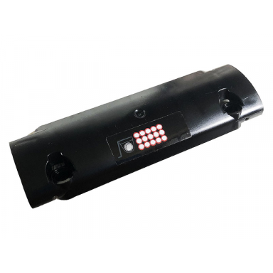 black technic panel curved 11 x 3 with 15 white dots with red outlines and backup camera pattern sticker - set 42096