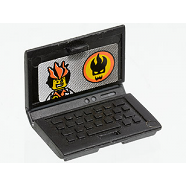black minifigure utensil computer laptop with agents logo screen pattern sticker - set 8634