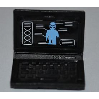 minifigure utensil computer laptop with alien android screen pattern sticker - set 7066