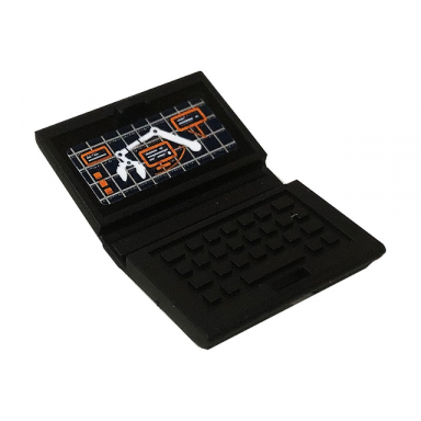 black minifigure utensil computer laptop with control crane screen pattern sticker - set 60225