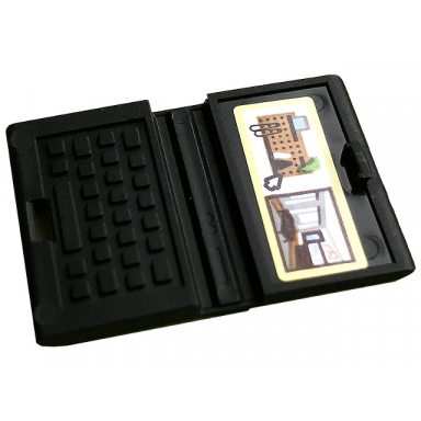 black minifigure utensil computer laptop with room and shelves with bright light yellow border on screen pattern sticker - set 10291