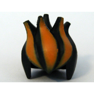 black minifigure hair spiked top with orange streaks pattern